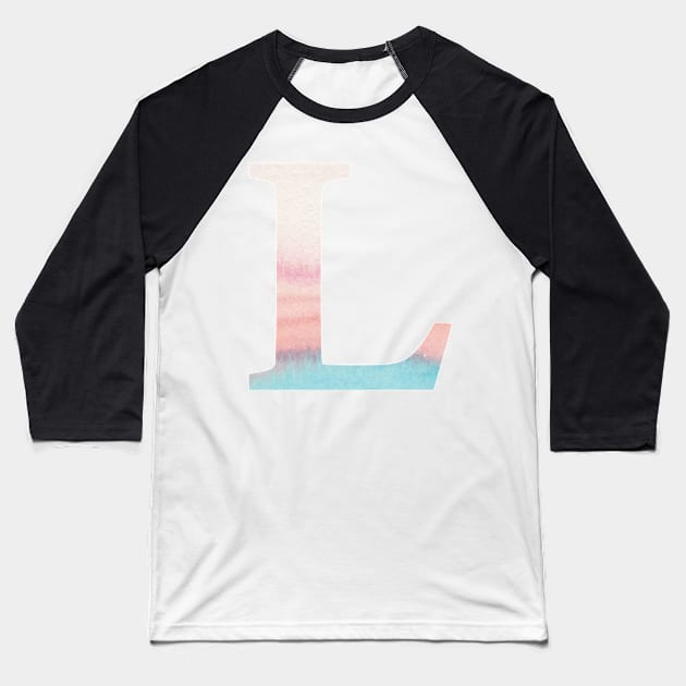 The Letter L Rainbow Watercolor Design Baseball T-Shirt by Claireandrewss